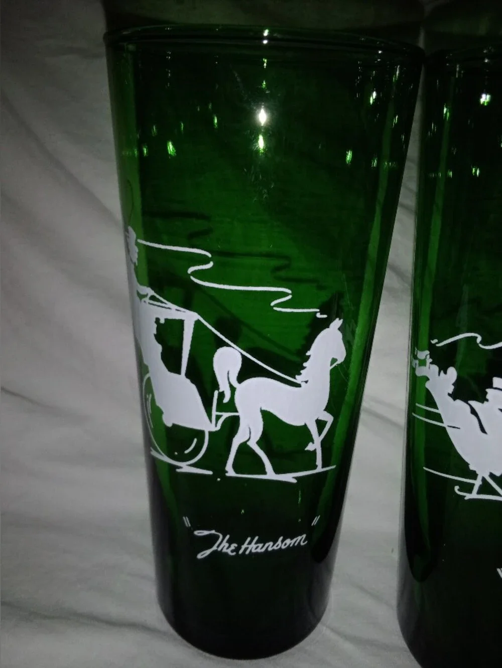 Mid Century MCM Tumbler Collins Drink Glasses Gay Nineties Transportation Design
